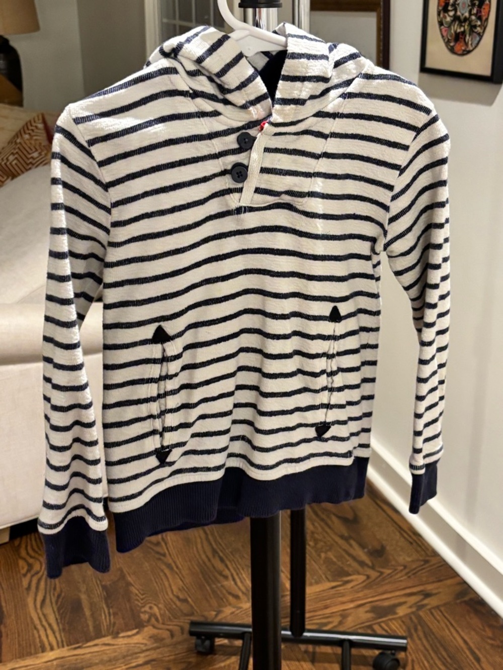 Koala Kids Navy and White Striped Hooded Pullover